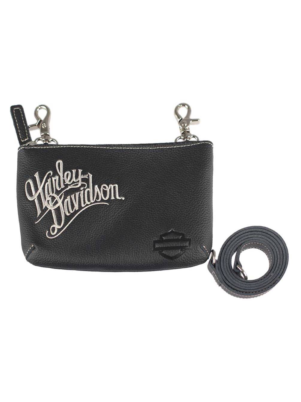 Harley-Davidson Women's Embroidered Willie G Skull Clip Bag with Strap,  Black: Handbags