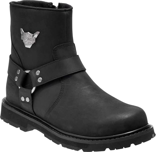 Harley-Davidson Botas de cuero Rambert con arnés casual para motocicleta para hombre