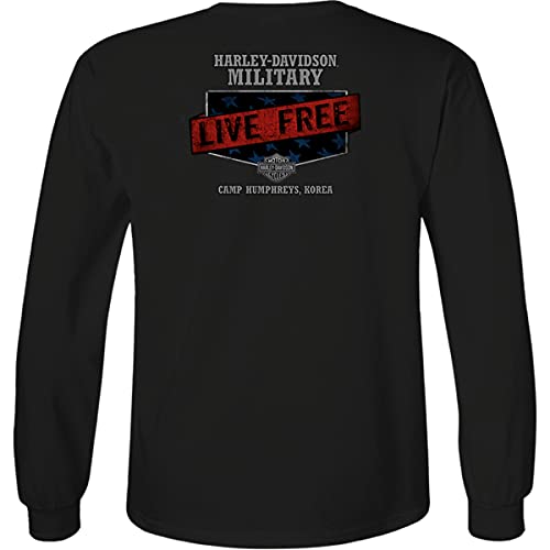 Harley-Davidson Military - Men's Black Comfort Wash Graphic Long-Sleeve T-Shirt - Camp Humphreys | Chrome Emblem 3X-Large