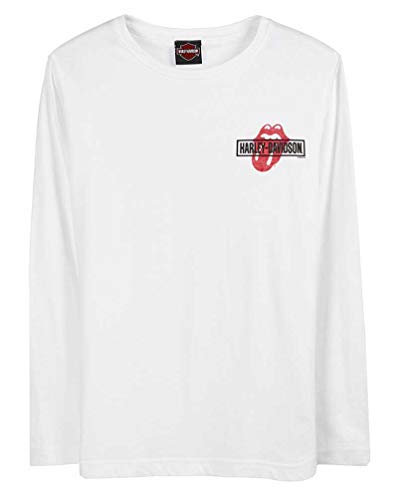 Harley-Davidson Women's Rolling Stones Mash Crew-Neck Long Sleeve T-Shirt (L) White