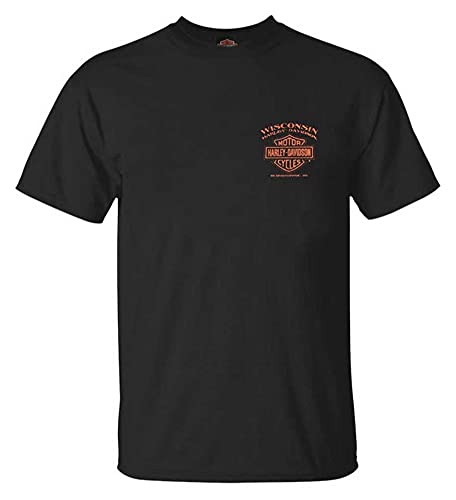 Harley-Davidson Men's Eagle Piston Short Sleeve Crew-Neck Cotton T-Shirt (L) Black