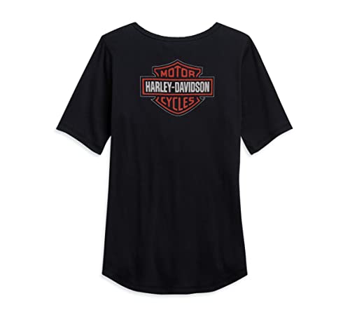 Harley-Davidson Women's Logo Henley Tee Shirt - 96148-21VW (as1, Alpha, s, Regular, Regular, Small) Black