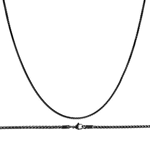 Collares de cadena plateada de acero inoxidable con diseño de espiga de 3.0 milímetros para hombres y mujeres de 16 -30 pulgadas
