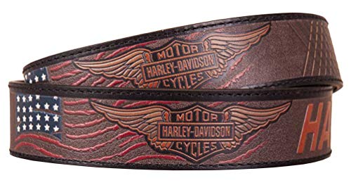 Harley-Davidson Men's Free Rein American Flag Leather Belt - Brown (40)