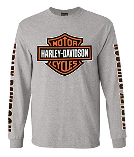 Harley-Davidson Men's Bar & Shield Long Sleeve Crew-Neck Shirt 30297501 (XL) Gray