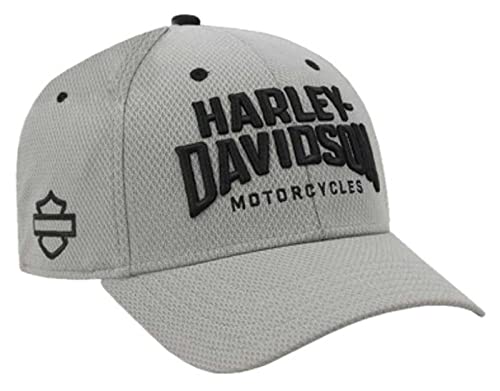 Harley-Davidson - Gorra de béisbol ajustable con visera curvada atlética bordada para hombre, color gris