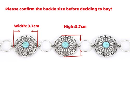 Cinturón de cadena de metal turquesa con forma de pétalo regular para mujeres