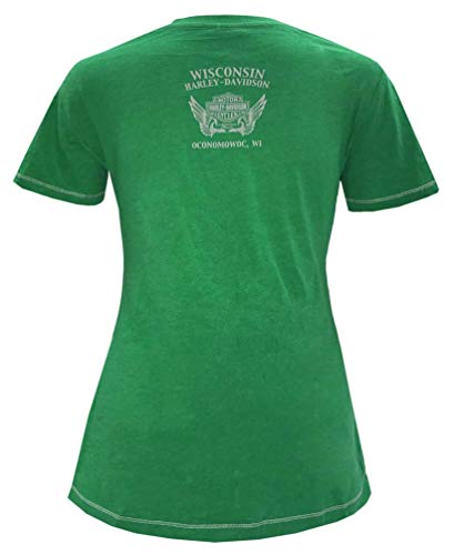 Harley-Davidson Women's Swift Speed Scoop Neck Short Sleeve Tee, Green (S)