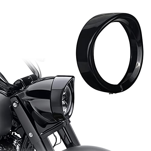 Kit de anillo francés de luces cromadas para motocicleta compatible con Harley, anillo de ajuste de faro delantero de 7 pulgadas, visera decorativa + anillo de ajuste de luz antiniebla de 4 1/2 pulgadas, visera decorativa (cromo)