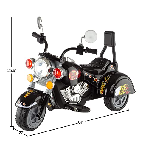 Kids Motorcycle Ride On Toy – 3-Wheel Chopper with Reverse and Headlights - Battery Powered Motorbike for Kids 3 and Up by Lil’ Rider (Black)