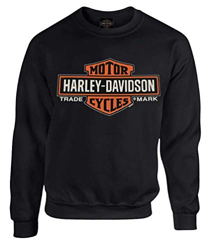 Harley-Davidson Men's Elongated B&S Fleece Pullover Sweatshirt 30298768 (XL) Black