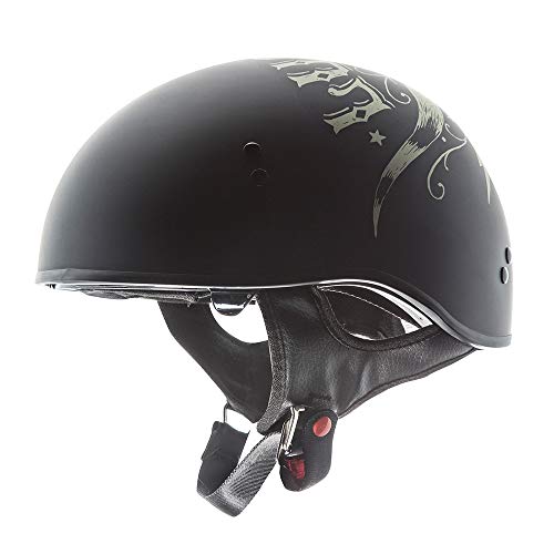 TORC T55 Spec-Op Half Helmet with 'Flag” Graphic (Flat Black, Large)