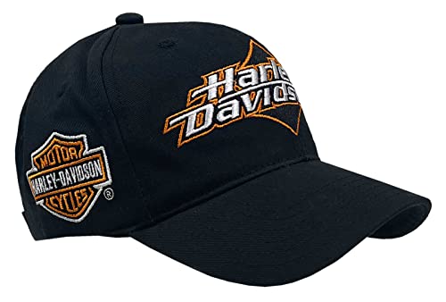 Harley-Davidson - Gorra de béisbol ajustable con visera curva H-D bordada para hombre, color negro
