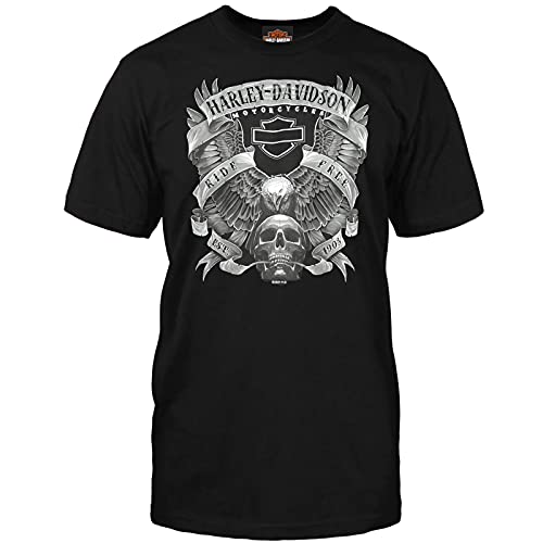 Harley-Davidson Military - Men's Black Skull Graphic T-Shirt - RAF Lakenheath | Fastened X-Large