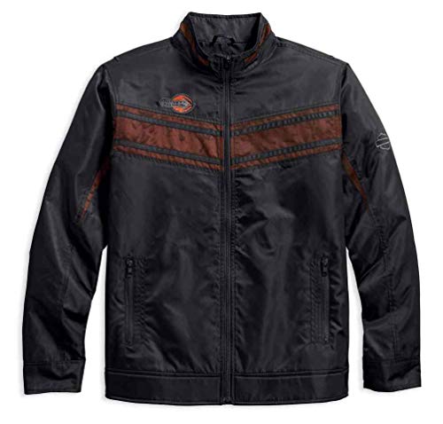 Harley-Davidson - Chaqueta de nailon con detalles de malla ligera para hombre, color negro A