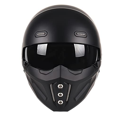 Woljay Open Face Full face Helmet Motorcycle Modular Helmets for Unisex-Adult Street Bike Cruiser Scooter DOT Approved (X-Large, Gloss Black)