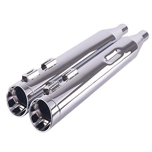 SHARKROAD 4.0" Chrome Slip Ons Muffler Exhaust For Harley Davidson 1995-2016 Touring,Fit Street Glide, Road Glide, Road King, Electra Glide, Ultra Limited, 21CC