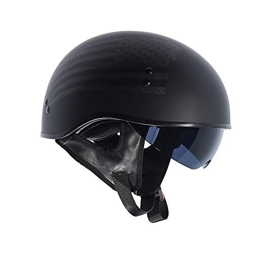 TORC T55 Spec-Op Half Helmet with 'Flag” Graphic (Flat Black, Large)