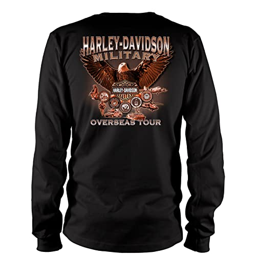 Harley-Davidson Military - Men's Black Long-Sleeve Graphic T-Shirt - Overseas Tour | WG Skull X-Large