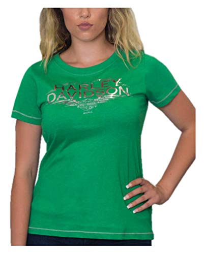 Harley-Davidson Women's Swift Speed Scoop Neck Short Sleeve Tee, Green (S)