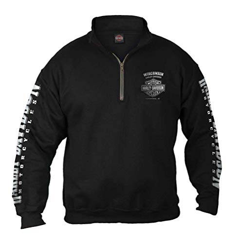 Harley-Davidson Lightning Crest 1/4 Zip Cadet - Sudadera para hombre, color negro