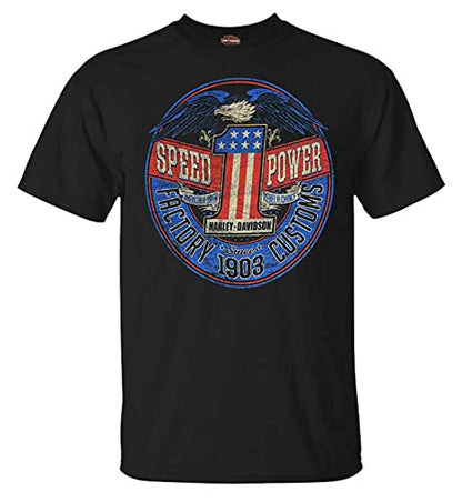 Harley-Davidson Men's Rebel #1 RWB Short Sleeve Crew-Neck T-Shirt - Black (XL)