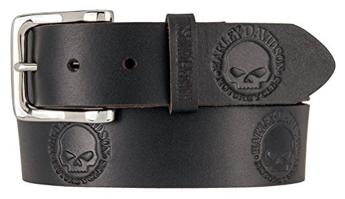 Harley-Davidson Men's Embossed Willie's World Leather Belt HDMBT11332-BLK (40)