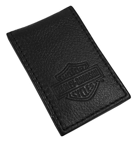 Harley-Davidson Men's B&S Embossed Leather Magnetic Money Clip MSB8385-BLACK