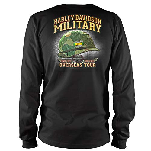 Harley-Davidson Military Bar & Shield Vietnam Veterans - Men's Black Long-Sleeve Tee MD