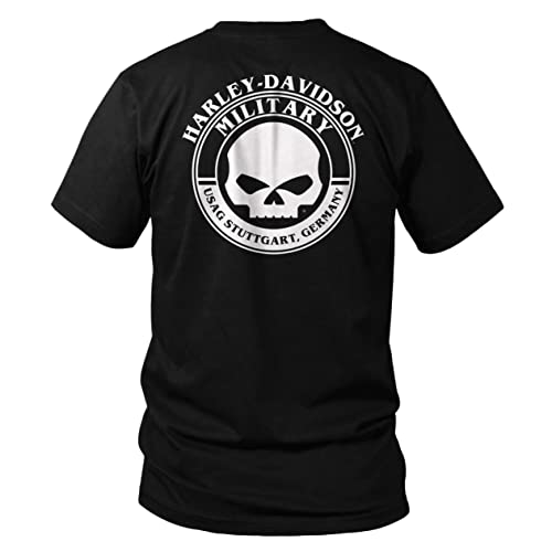 Harley-Davidson Military - Men's Black Graphic T-Shirt - USAG Stuttgart | Grunge Spray X-Large