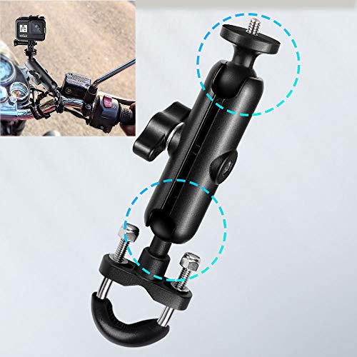 Soporte de motocicleta para cámara para accesorios GoPro, soporte de abrazadera de cámara de acción de metal de rotación de 360 grados con rosca de 1/4 para manillar de moto bicicleta, para GoPro Hero 10 9 8 7 6 5 4,