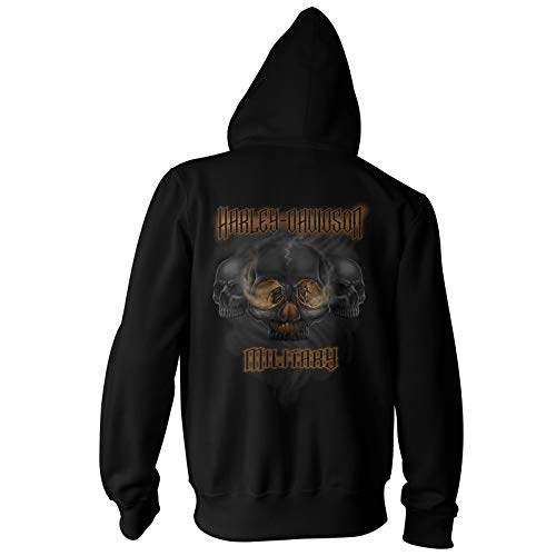 Harley-Davidson Military - Men's Zippered Hoodie - Overseas Tour | Smoking Eyes X-Large Black