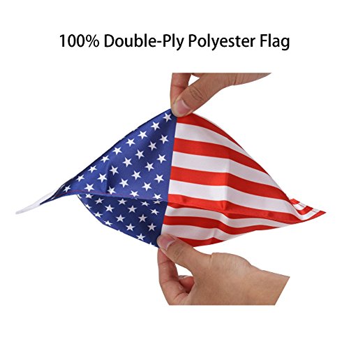 Motorcycle Flagpole Mount and American Flag - 6" x 9" Premium Double Sided USA Flag - Stainless Flag Pole Fixed Mount for 1/2" Tubular Luggage Racks for Harley Davidson Honda Goldwing Etc