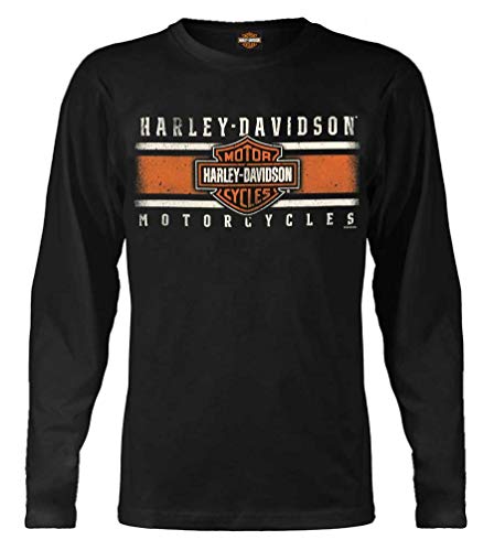 Harley-Davidson Men's Custom Iconic Long Sleeve Crew-Neck Shirt - Black (L)