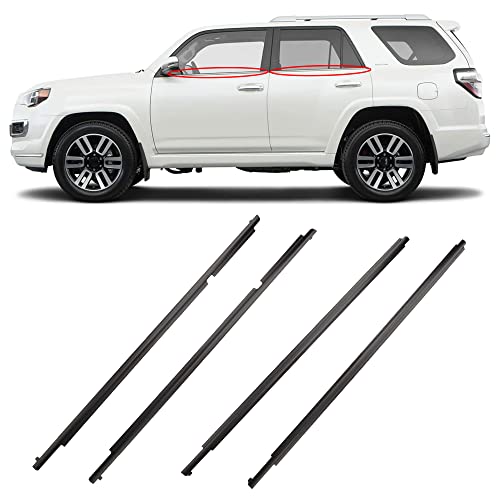 Moldura de cinturón de burlete para ventana compatible con Toyota 4Runner 2010-2021 reemplaza # 75712-35011 75711-35011 75721-35011 75722-35011 (4 piezas) kit de sello de ajuste de fieltro de barrido