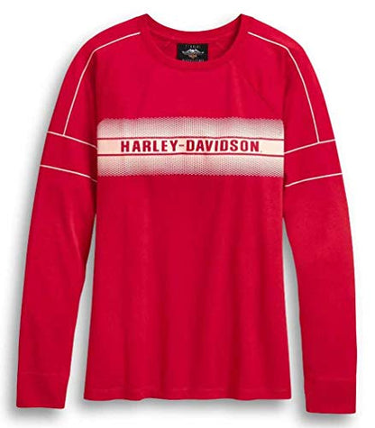 Harley-Davidson Women's Accent Stripe Long Sleeve T-Shirt - Red 96414-20VW (S)