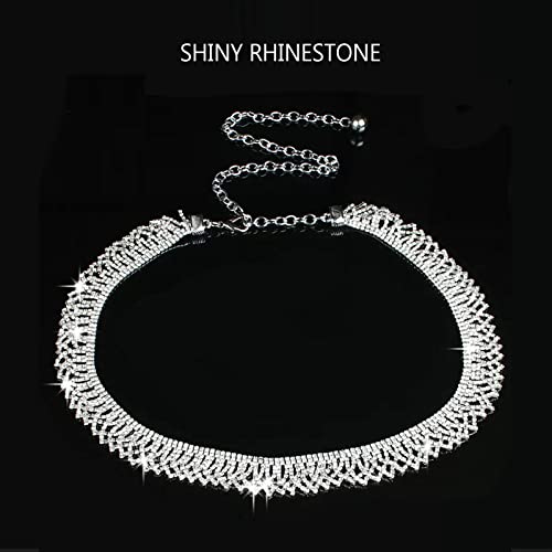Cinturón de diamantes de imitación plateado brillante con diamantes de imitación para mujer