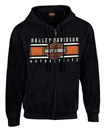 Harley-Davidson Men's Custom Iconic B&S Fleece Full-Zip Hoodie - Black (L)