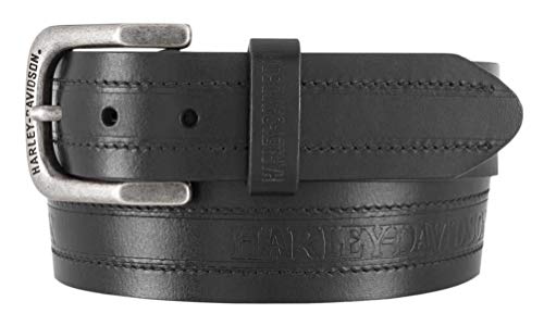 Harley-Davidson Men's Road Trip Genuine Leather Belt, Antique Nickel Buckle (44)