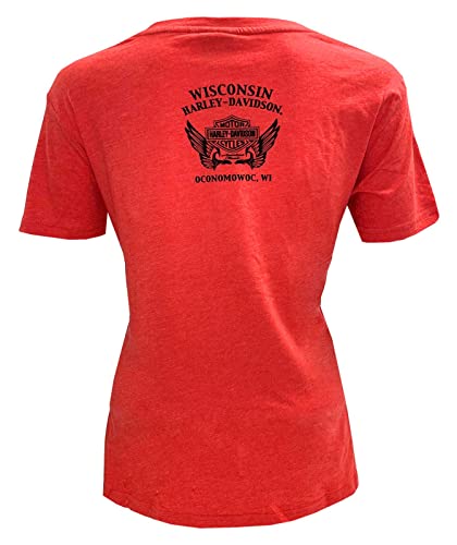 Harley-Davidson Women's Razor H-D Short Sleeve Scoop Neck T-Shirt - Red (M)