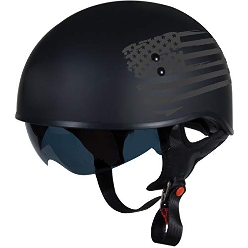 TORC T55 Spec-Op Half Helmet with 'Flag” Graphic (Flat Black, Large)