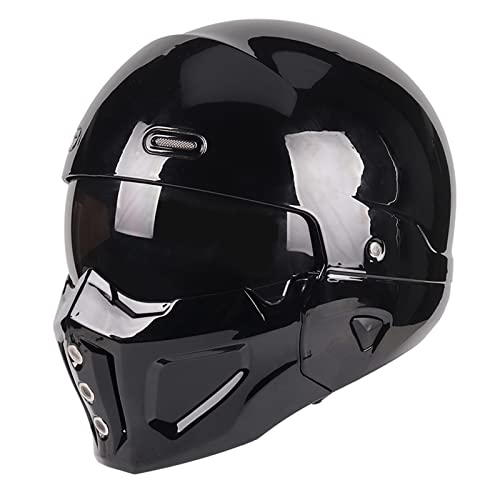 Woljay Open Face Full face Helmet Motorcycle Modular Helmets for Unisex-Adult Street Bike Cruiser Scooter DOT Approved (X-Large, Gloss Black)