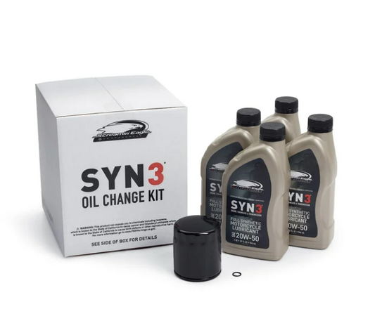 4 cuartos Kit de cambio de aceite lubricante para motocicleta totalmente sintético SYN3 - Filtro negro