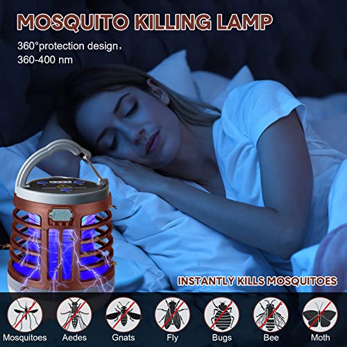 Kittmip 2 Pack 3 in 1 Bug Zapper USB Rechargeable Mosquito Killer Portable Waterproof Repellent Outdoor Indoor LED Lantern Camp Light SOS Emergency for Home, Camping, Backyard, Patio, Black