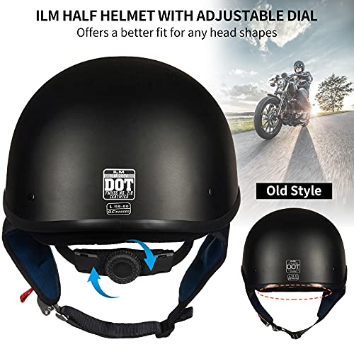 ILM Half Helmet Motorcycle Open Face Sun Visor Quick Release Buckle DOT Approved Cycling Motocross Suits Men Women 205V (L, Patriotic Flag)