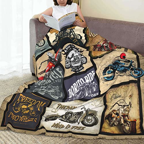 Motorcycle Blanket Gifts for Men and Women Throw Blanket for Couch Sofa Bed Plush Throw Fleece Blanket Soft Cozy Bedding for Kids and Adults Bedroom Size 50"x40"