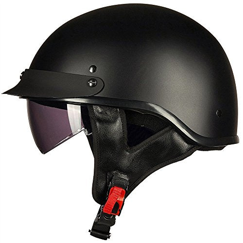 ILM Half Helmet Motorcycle Open Face Sun Visor Quick Release Buckle DOT Approved Cycling Motocross Suits Men Women 205V (L, Patriotic Flag)