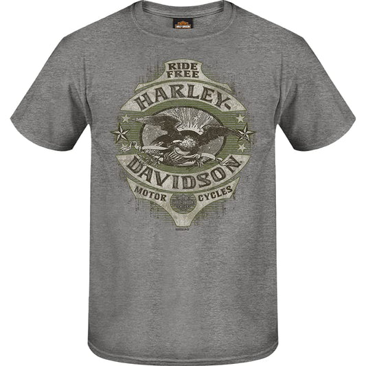 Harley-Davidson Military - Men's Oxford Grey Graphic T-Shirt - USAG Yongsan | Vintage Eagle 2X-Large