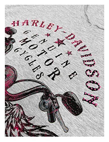 Harley-Davidson Women's Numinous Bling V-Neck Short Sleeve T-Shirt, Gray (M)