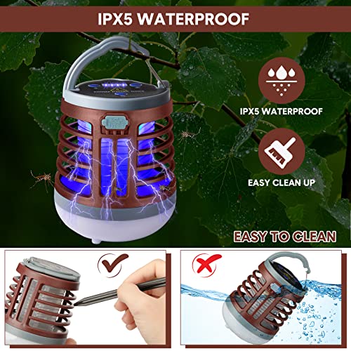 Kittmip 2 Pack 3 in 1 Bug Zapper USB Rechargeable Mosquito Killer Portable Waterproof Repellent Outdoor Indoor LED Lantern Camp Light SOS Emergency for Home, Camping, Backyard, Patio, Black